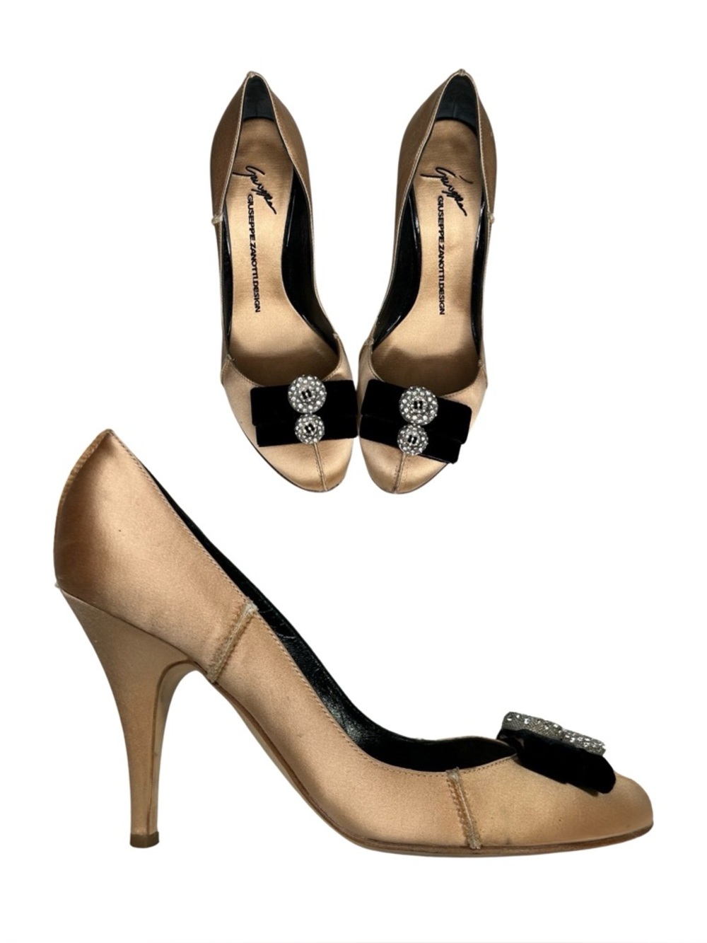 ⭐️ CLEARANCE SALE ⭐️ GIUSEPPE ZANOTTI peachy nude satin heels shoes bows sz 38
